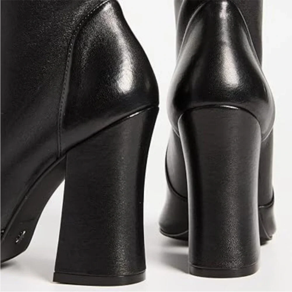 Stuart Weitzman Boots Curveblock 109 Ankle Booties in Napa Leather Black